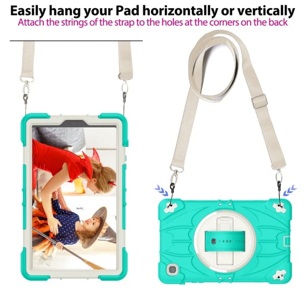 Samsung Galaxy Tab A7 Lite Bat Hand Grip Turntable Ställ Mintgrön Vit