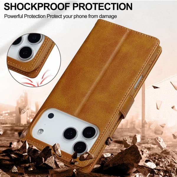 iPhone 18 Pro / iPhone 17 Pro Skal - Kalvtextur med Horisontell Vändning Gul