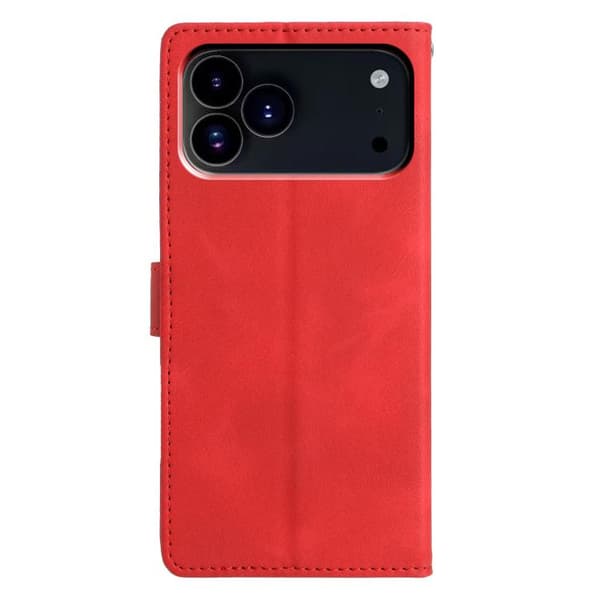 iPhone 17 Pro Trianglar Prägling Skal Läderfodral Röd