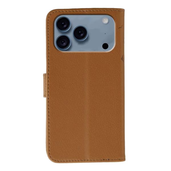iPhone 18 Pro Max / iPhone 17 Pro Max Skal läderfodral med fjädermönster och litchi-textur Brun