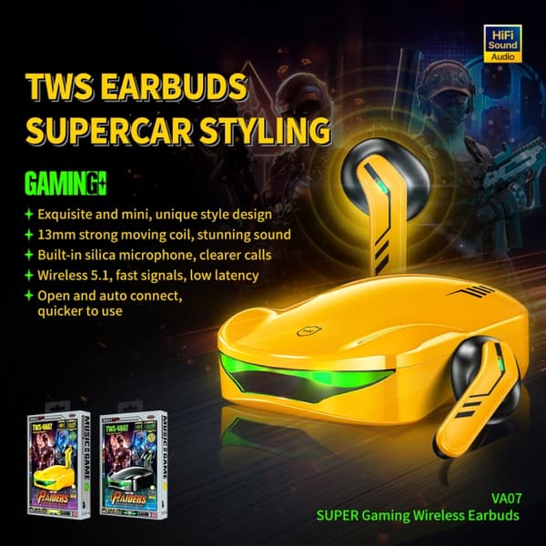 WEKOME VA07 Super Gaming Trådlösa Bluetooth-hörlurar Orange