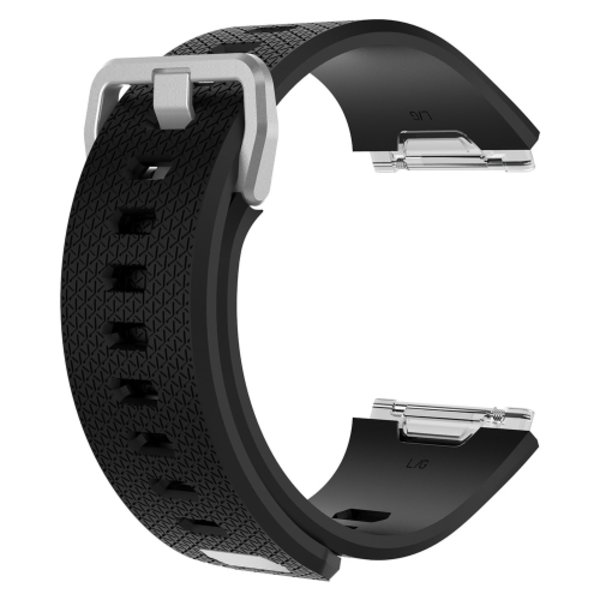 För Fitbit Ionic Herringbone Texture Silicone Watch Band med spänne Black S