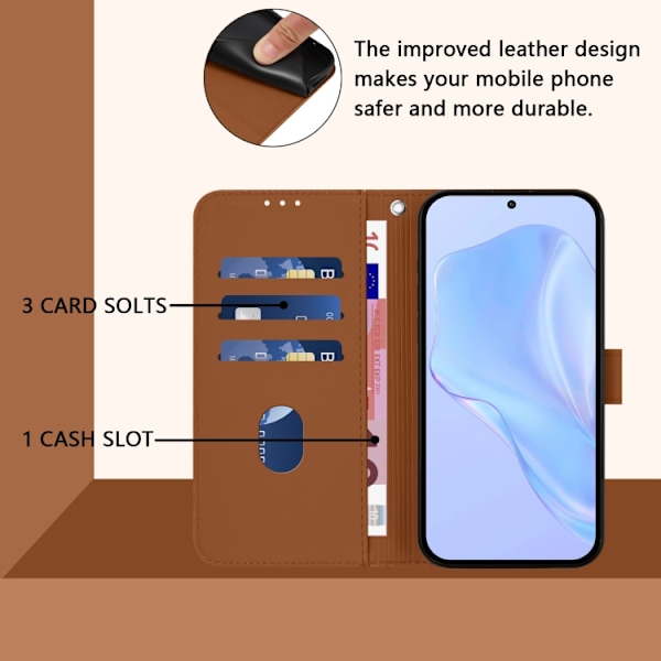 Samsung Galaxy S22+ 5G Skal i läder med lanyard, solid färg Brun