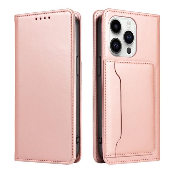 iPhone 16 Pro Max Magnetisk Skinnkänsla Kortfack Fodral rosa