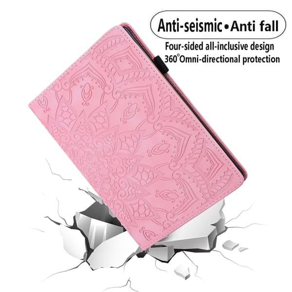 Samsung Galaxy Tab S9 FE Prägad Läderfodral Rosa