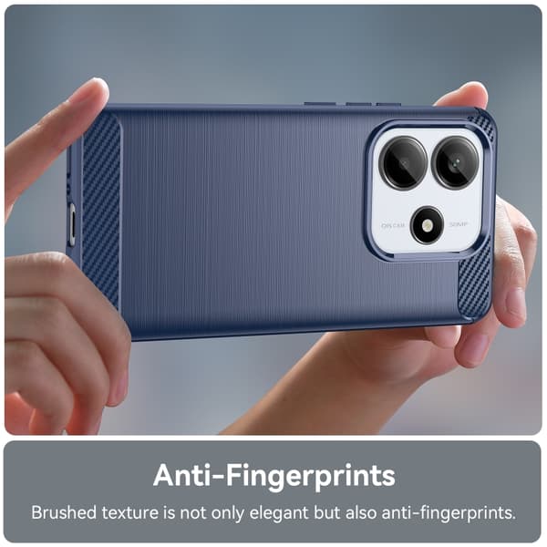 Redmi Note 14 5G - TPU fodral med Kolfiberborstad Yta Blå