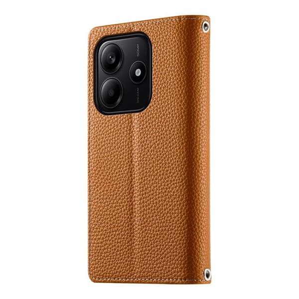 Redmi Note 14 5G - Global Multi-kort Zipper Plånboksfodral i Läder med Kort Rem Brun