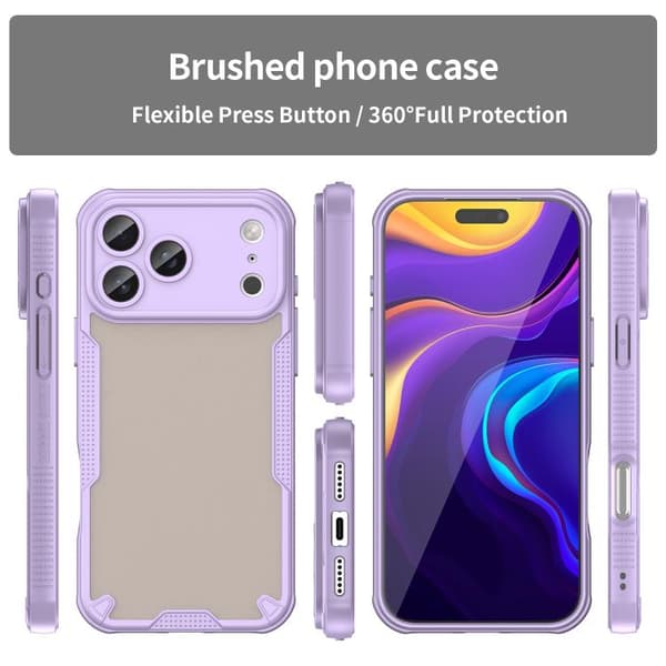 iPhone 18 Pro Max / iPhone 17 Pro Max Skal - Armor Glaze PC Hybrid TPU Purpur