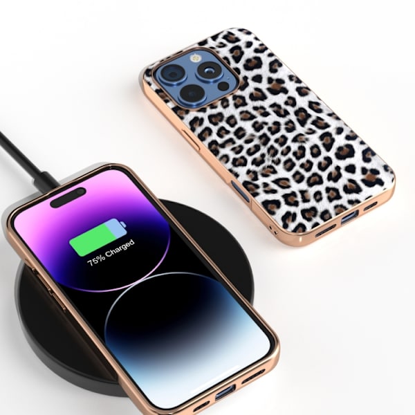 iPhone 16 Pro Max Leopard Print Nano Plating Skal Silver