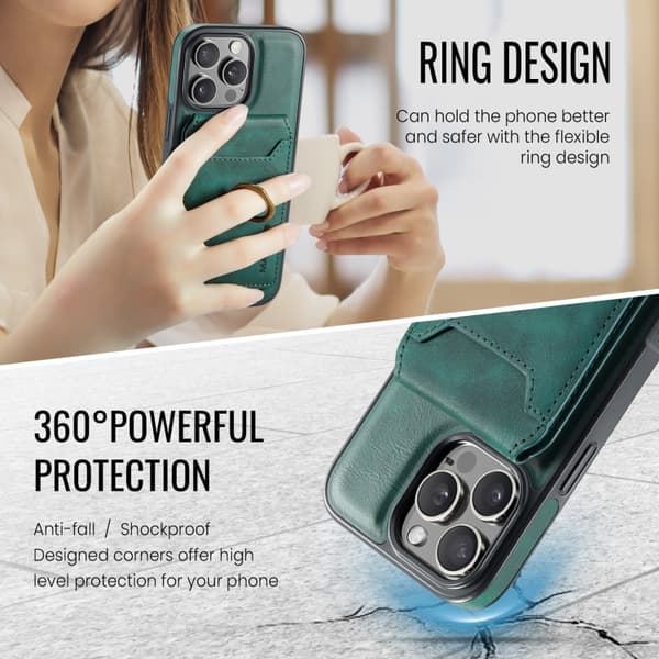 iPhone 16 Pro Max DG.MING K1 MagSafe Avtagbar Plånbok RFID Bakskal Grön