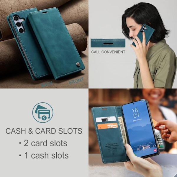 Samsung Galaxy S25 5G Skal CaseMe 013 Multifunktionell Horisontell Flip Läder Blå