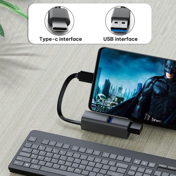 Typ-C till USB3.0 och Dubbel USB2.0 Bärbar Multifunktionell Dockningsstation Hub Adapter (Silver)