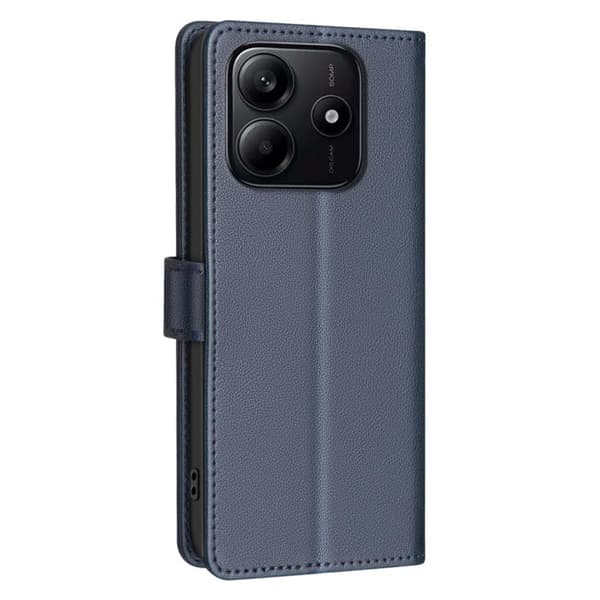 Redmi Note 14 4G - RFID Skyddande Läderfodral med Litchi Textur Blå