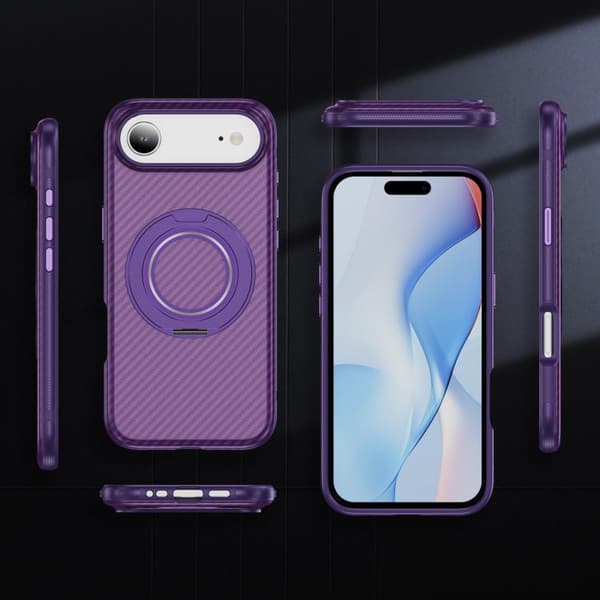 iPhone 17 Air Skal - Kolfiber med MagSafe C-Typ Ljust lila + lila