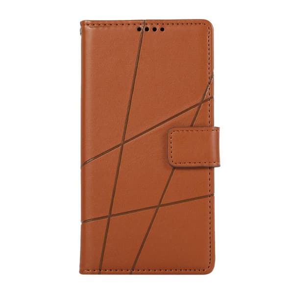 Redmi Note 14 4G - Global PU Äkta Läder Textur Prägling fodral Brun