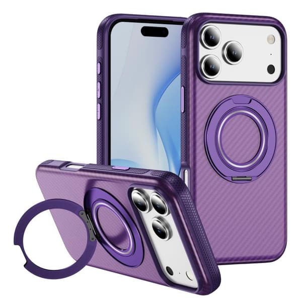 iPhone 18 Pro Max / iPhone 17 Pro Max Skal - Kolfiber med C-Typ MagSafe Ljust lila + lila