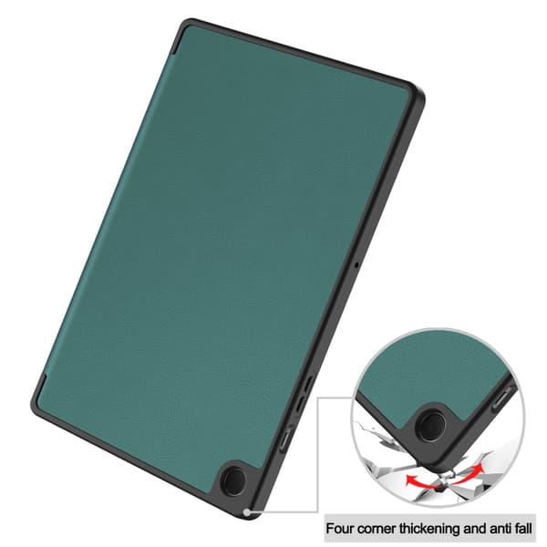 Samsung Galaxy Tab A9+ / A11+ 3-Fold TPU Smart Leather Case Mörkgrön