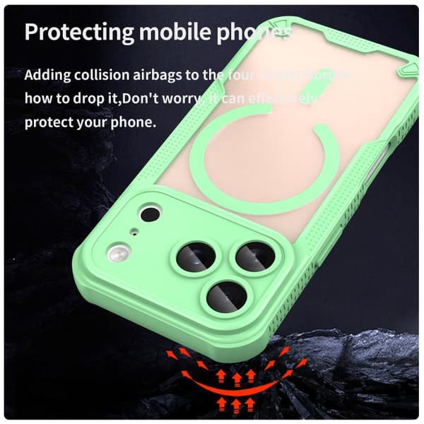 iPhone 18 Pro Max / iPhone 17 Pro Max Skal med Armor Glaze MagSafe Magnetisk Design Grön