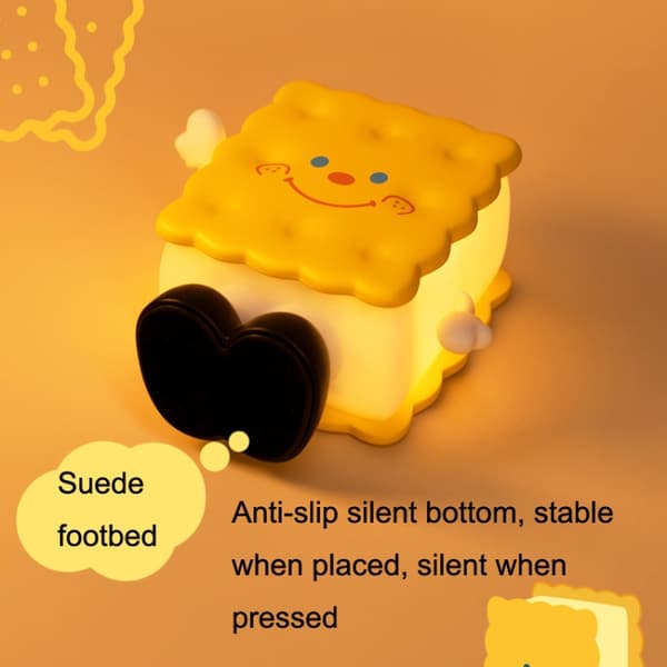L47 Biscuit Nattlampa USB Prydnad Sovrum Sängbord Med Sovande Nattlampa