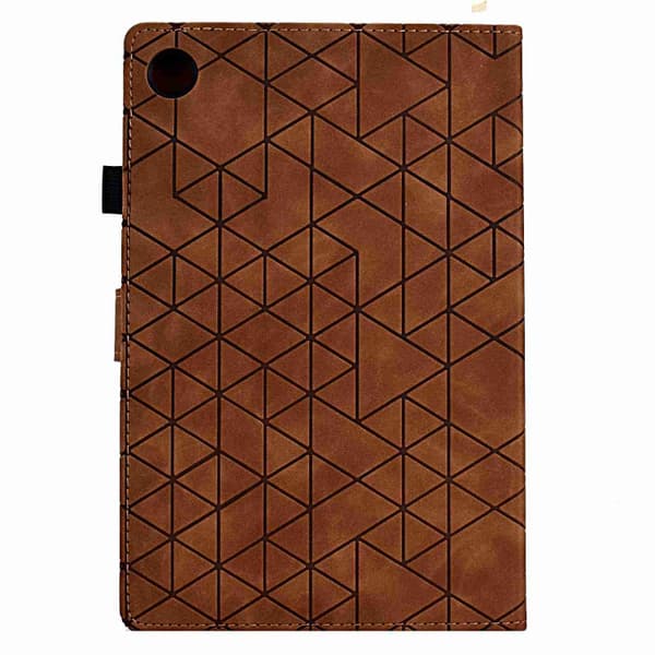 Samsung Galaxy Tab A9 / A11 Rhombus TPU Smart Läderfodral Brun