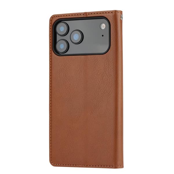 iPhone 18 Pro / iPhone 17 Pro Skal läderfodral med knådad yta Brun