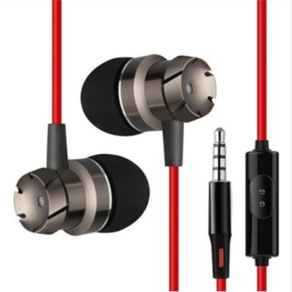 3,5 mm trådbundna hörlurar Handsfree-headset i örat öronsnäckor med mikrofon för Xiaomi-telefon MP3-spelare bärbar dator Röd Grå