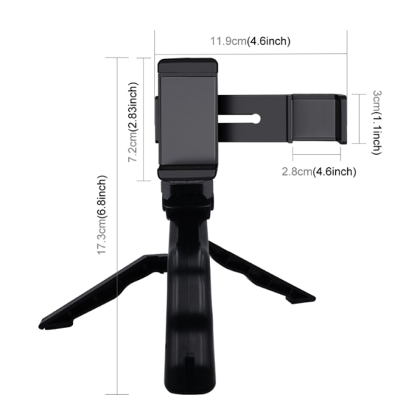 Smartphone Fixeringsklämma 1/4 tums Hållare Fäste + Grepp Fällbart Stativfäste Kit för DJI OSMO Pocket / Pocket 2