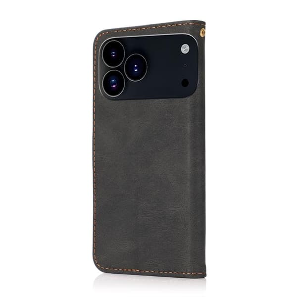 iPhone 18 Pro Max / iPhone 17 Pro Max Skal läderfodral - tvåfärgad sömnad Svart brun