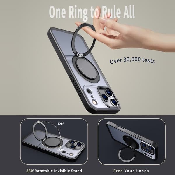 iPhone 18 Pro Max / iPhone 17 Pro Max 360-graders roterande MagSafe magnetisk skal Svart