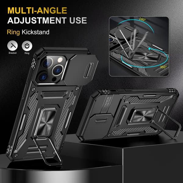 iPhone 16 Pro Max Skal med Armor PC + TPU Kameraskydd Svart