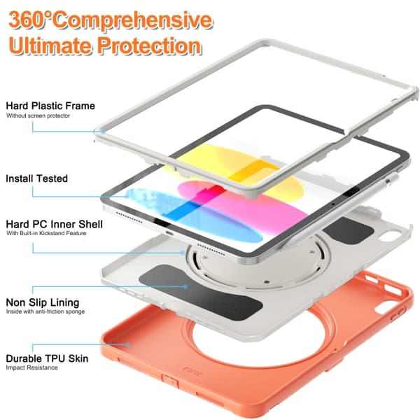 iPad 11 11:e generation / 10.9 10:e generation 2022/2025 Shockproof TPU + PC Skyddande Skal Levande korall