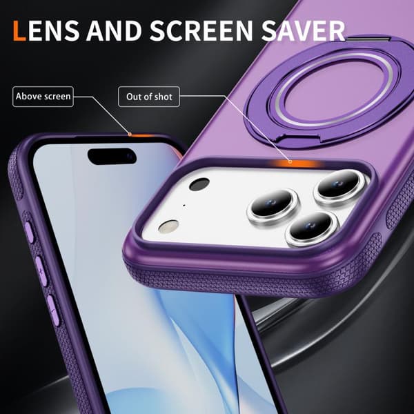 iPhone 18 Pro Max / iPhone 17 Pro Max Skal - Translucent PC Gear Holder med C MagSafe Ljust lila + lila