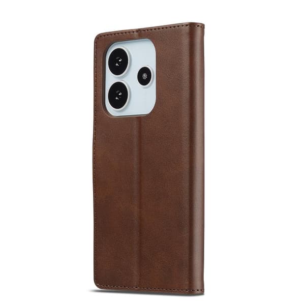 Redmi Note 14 4G - LC.IMEEKE Kalvskinn Läderfodral Kaffe