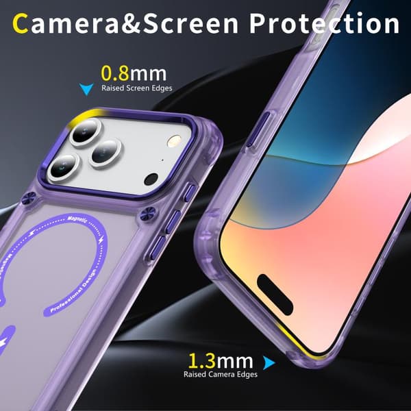 iPhone 18 Pro Max / iPhone 17 Pro Max Skal - TPU + PC med MagSafe Magnetisk Genomskinlig lila