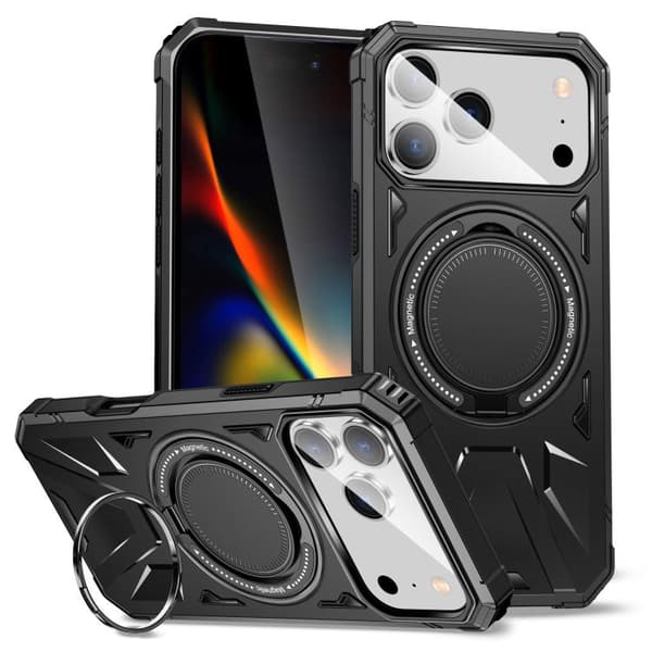 iPhone 18 Pro Max / iPhone 17 Pro Max Skal med MagSafe, Stötsäker med Ringhållare Svart