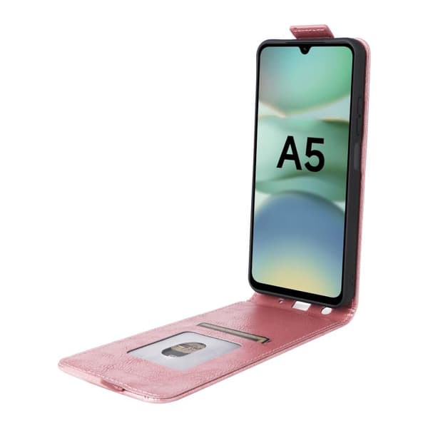 Redmi A5 4G - Magnetisk Vertikal Flip Läderfodral med Spänne Roséguld