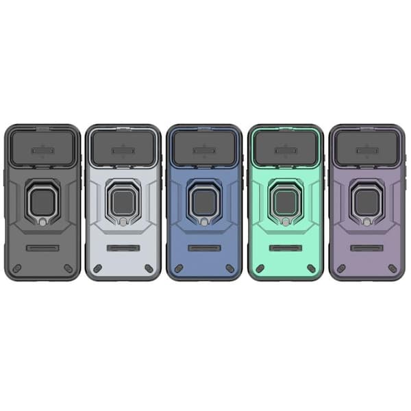 iPhone 17 Pro Max Skal med Sliding Camshield TPU + PC Stötsäker med Hållare Grön