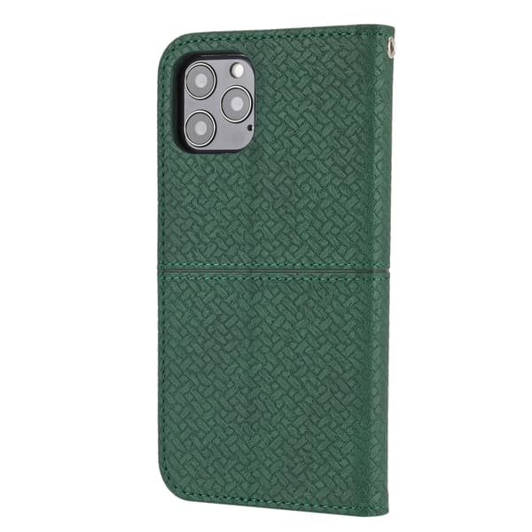 iPhone 16 Pro Max Woven Texture Stitching Magnetisk Läder Skal Fodral Grön