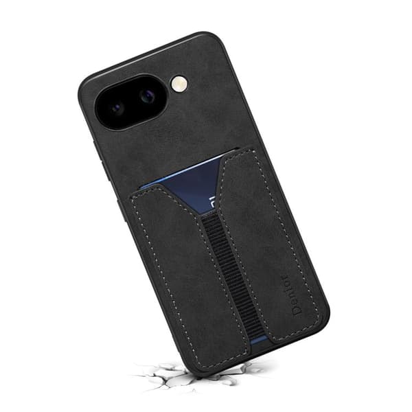 för Pixel 9a Skal - Denior D07 DV Elastisk Kortfack PU Baksida Svart