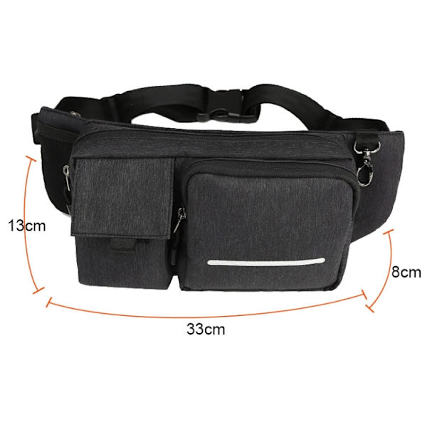Multifunktionell vattentät midjeväska utomhus casual crossbody väska Svart