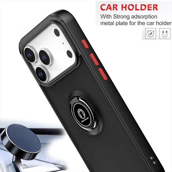 iPhone 17 Pro Max Skal TPU + PC med Ring Röd
