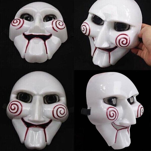 Halloween Saw Puppet Jigsaw Mask Cosplay Skrämmande Fancy Dress Up Festdräkt Prop