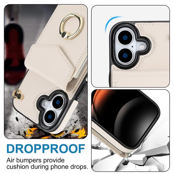iPhone 17 Skal med Ringhållare och RFID-kortfack Beige