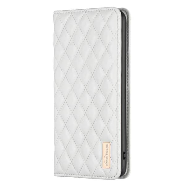 iPhone 18 Pro / iPhone 17 Pro Diamantgaller Magnetisk Läder Flip Skal Vit