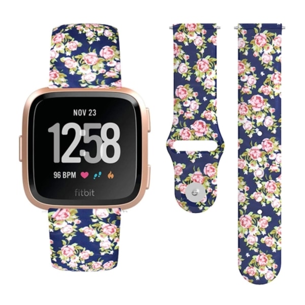 För Fitbit Versa 2 / Lite 22 mm omvänt spänne printed watch Pink Rose