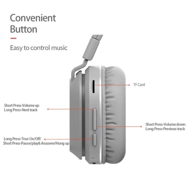 P2 Fällbar Stereo Bluetooth Trådlöst Headset Inbyggd Mikrofon för PC / Mobiltelefoner Rosa
