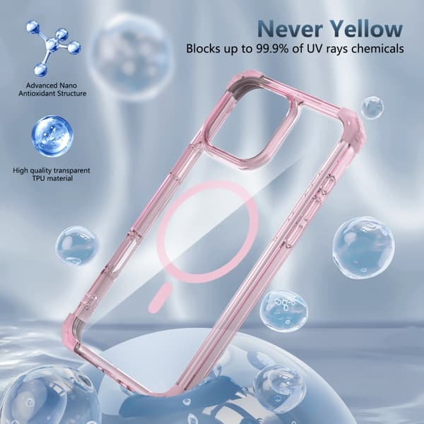 iPhone 16 Pro Transparent MagSafe Magnetisk Skal Rosa