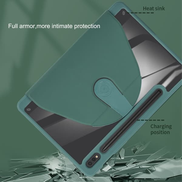 Samsung Galaxy Tab S8 Ultra 360° Rotationsskydd i läder Svart
