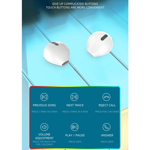 X6WS Mini brusreducerande digital display TWS trådlösa Bluetooth-hörlurar Hudfärg