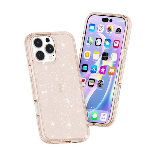 iPhone 16 Pro Shockproof Terminator Glittrande Pulver Skal Guld